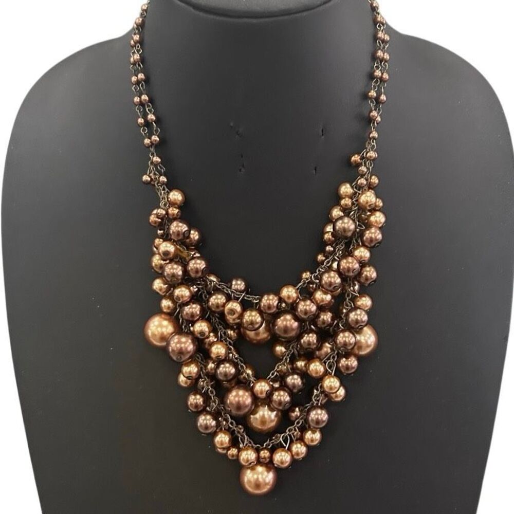 Coldwater Creek Statement Bib Necklace Women's Adjustable Antiqued Bronze Champa